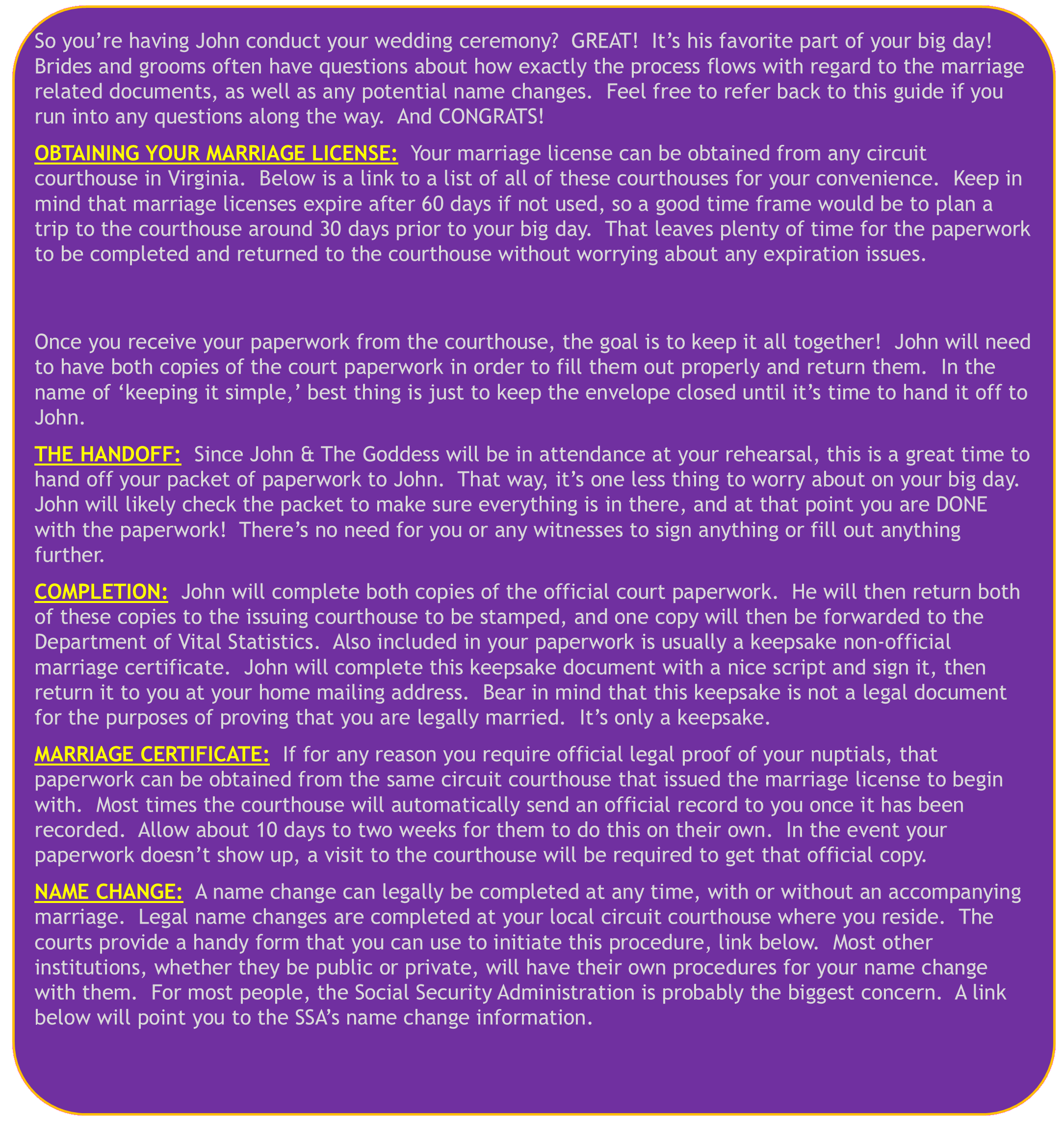 Marriage License FAQ